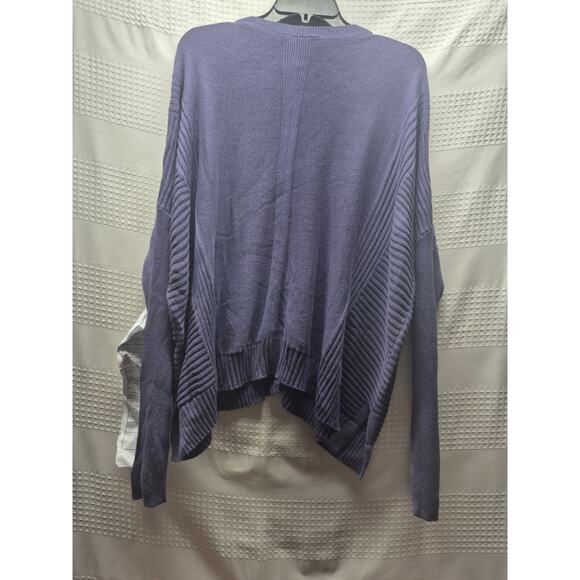 Simply Vera Wang Shirt Women Sz Medium Purple Long Sleeve Pleated Crew Neck 7634 - Picture 6 of 7